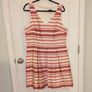 Ann Taylor Red and Pink Striped Mini Dress